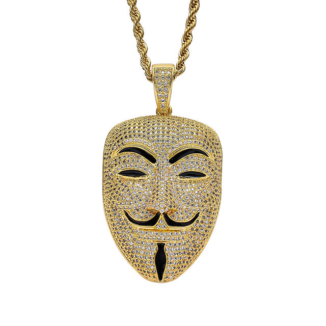 Custom Hand Made Joker Mask Iced Out Pendant 925 Sterling Silver Moissanite Diamond / Initial Name Custom Pendant / HipHop Jewelry / Cross Pendant