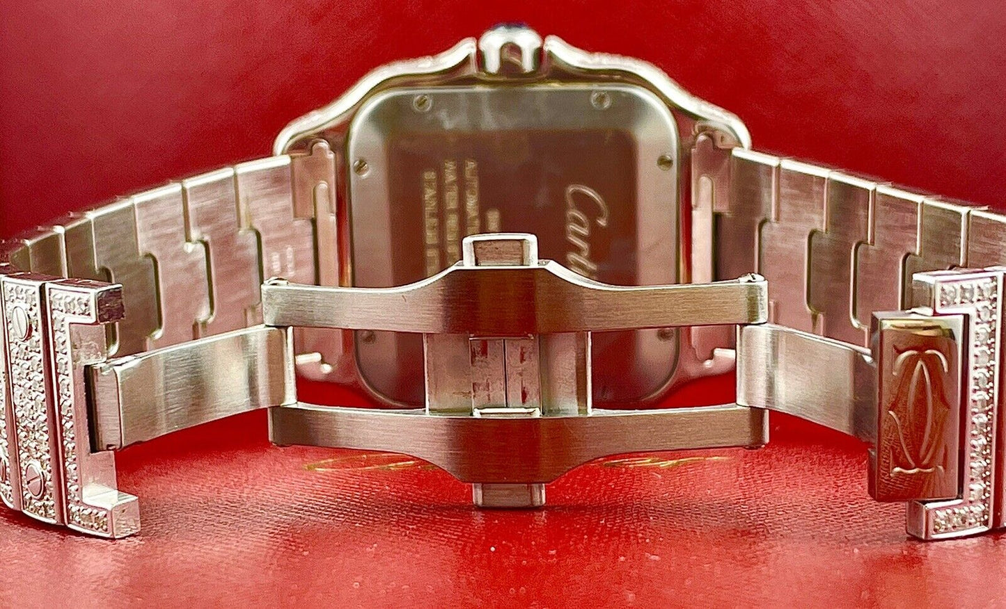 Cartier Santos VVS Moissanite Diamond Iced Out Watch