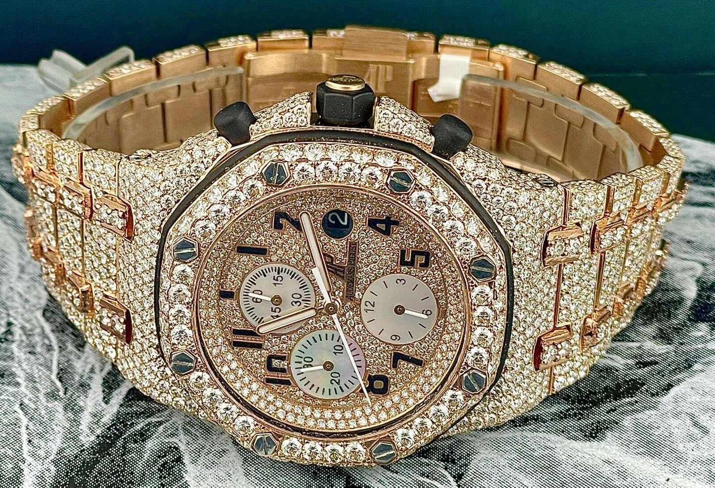 Audemars Piguet Royal Oak Offshore VVS Moissanite Diamond Iced Out Watch