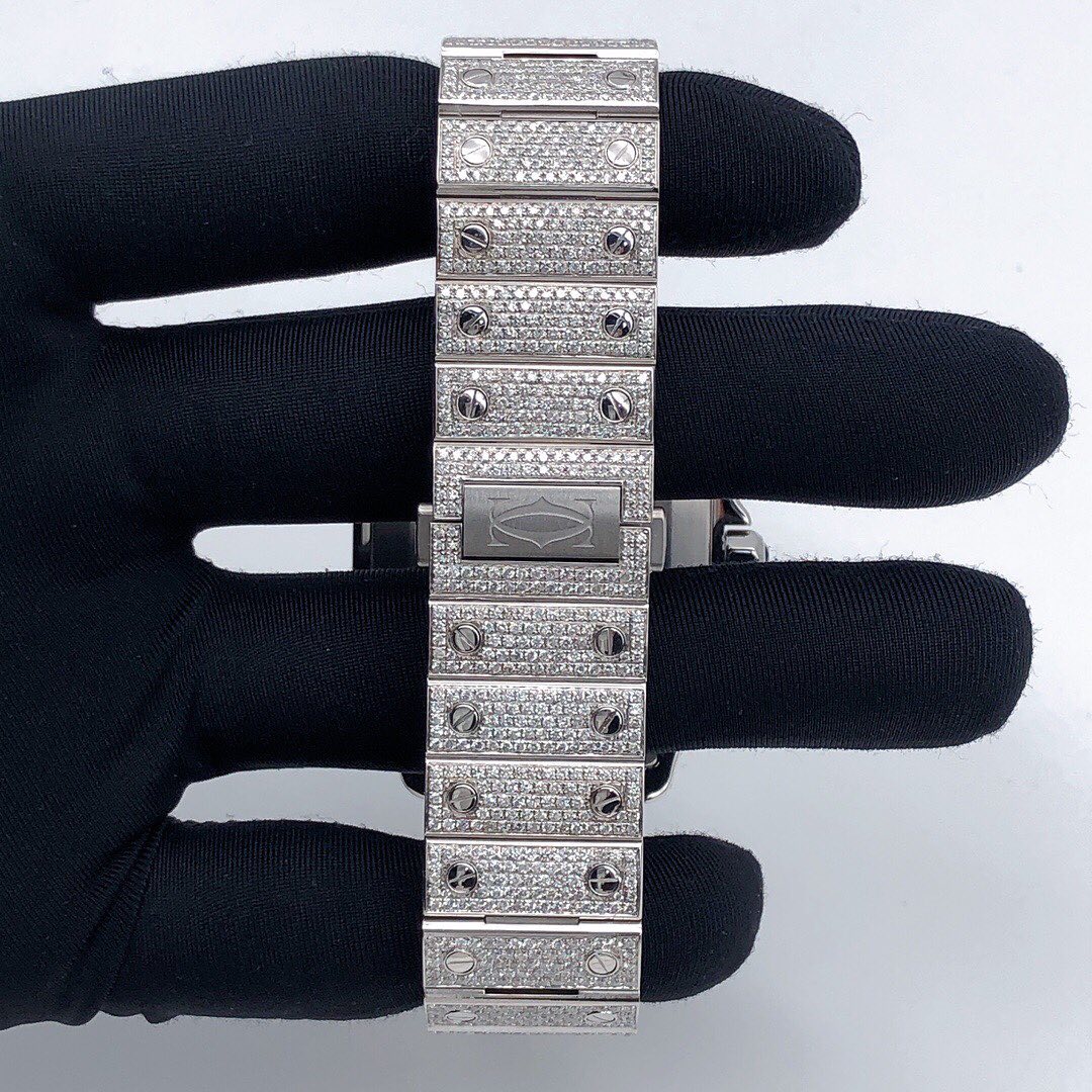 Cartier Santos VVS Moissanite Diamond Iced Out Watch