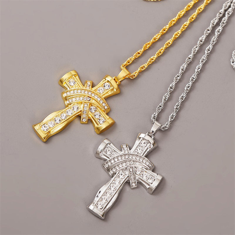 Custom Hand Made Cross Iced Out Pendant 925 Sterling Silver Moissanite Diamond / Initial Name Custom Pendant / HipHop Jewelry / Cross Pendant