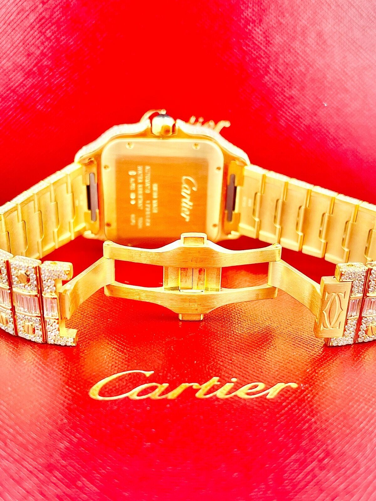 Cartier Santos VVS Moissanite Diamond Iced Out Watch