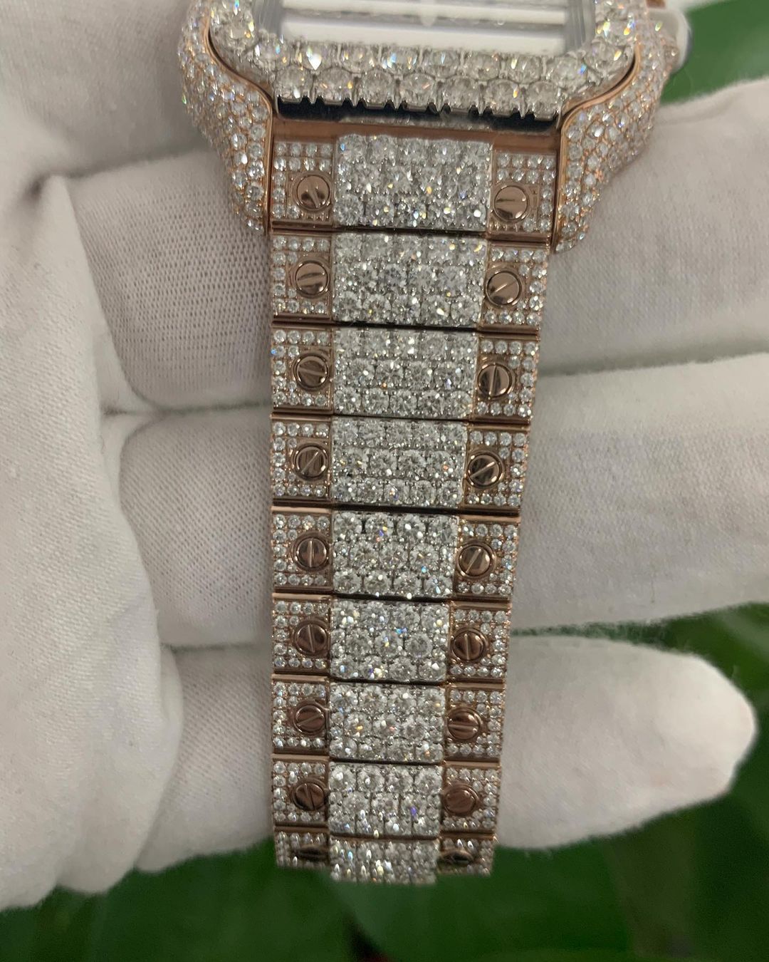 Cartier Santos VVS Moissanite Diamond Iced Out Watch