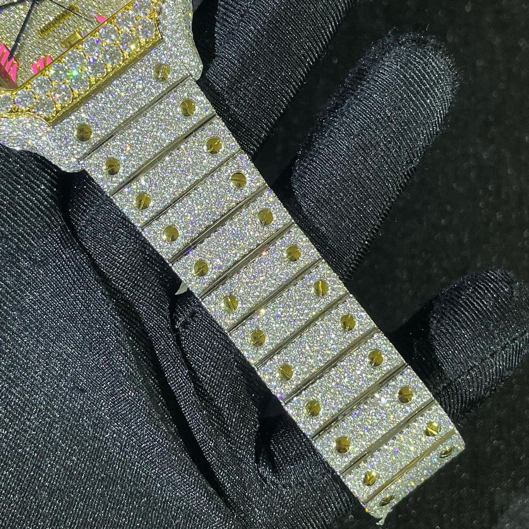 Cartier Santos VVS Moissanite Diamond Iced Out Watch