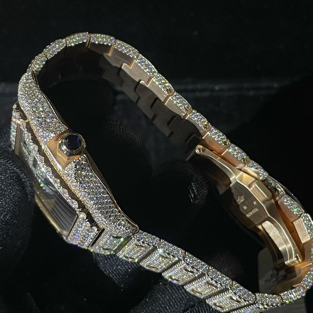 Cartier Santos VVS Moissanite Diamond Iced Out Watch