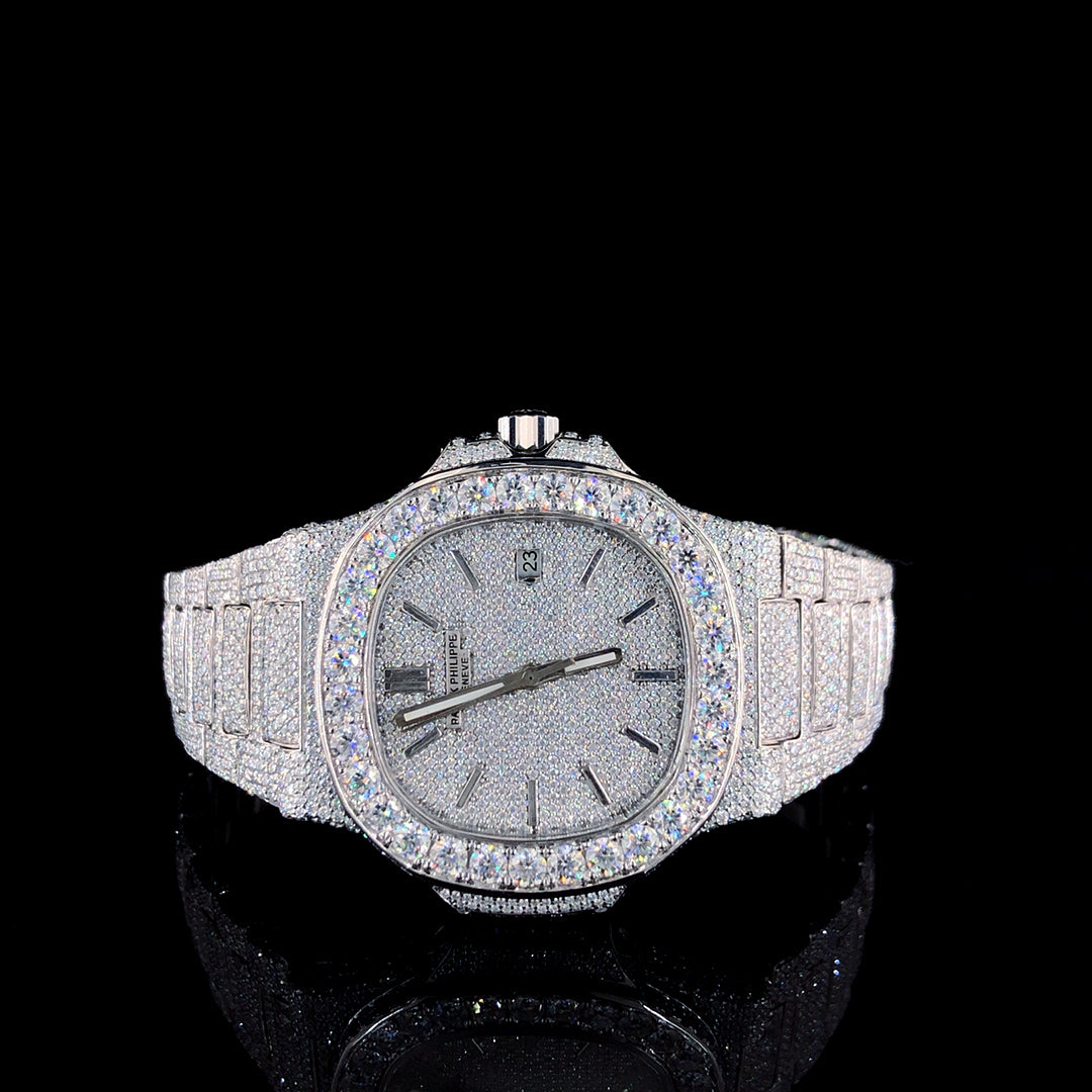 Patek Philippe Geneve VVS Moissanite Diamond Iced Out Watch