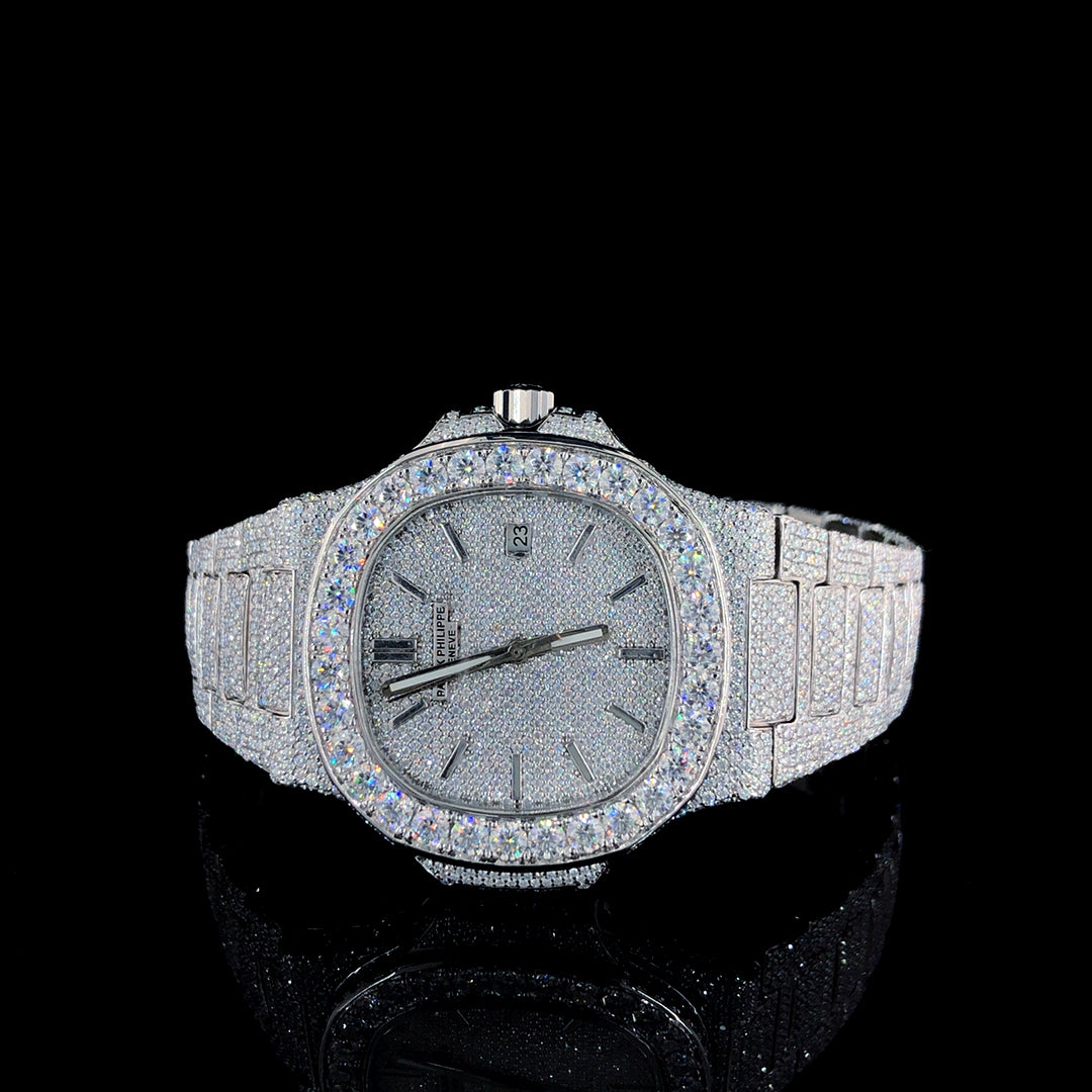 Patek Philippe Geneve VVS Moissanite Diamond Iced Out Watch