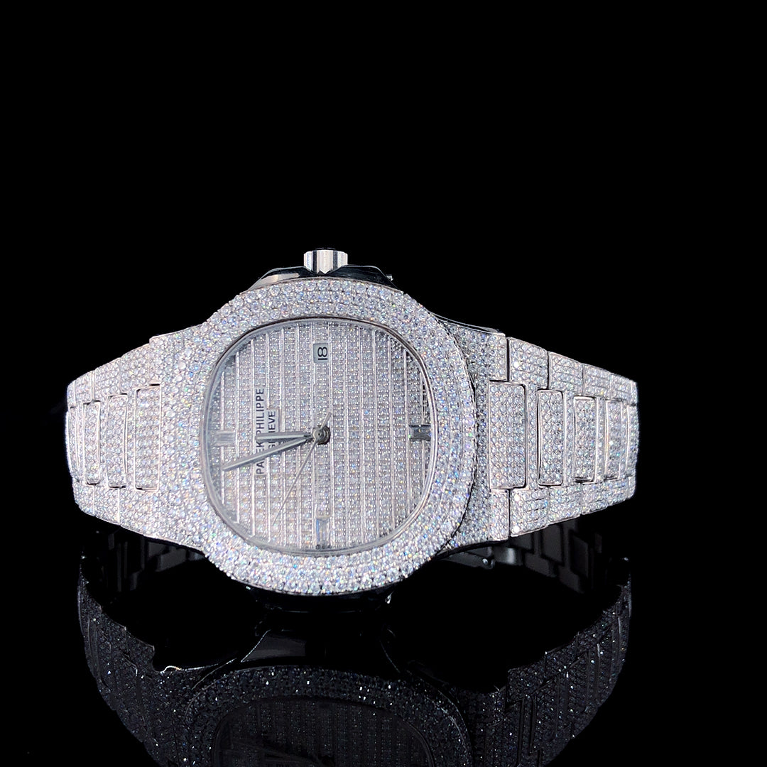 Patek Philippe Geneve VVS Moissanite Diamond Iced Out Watch