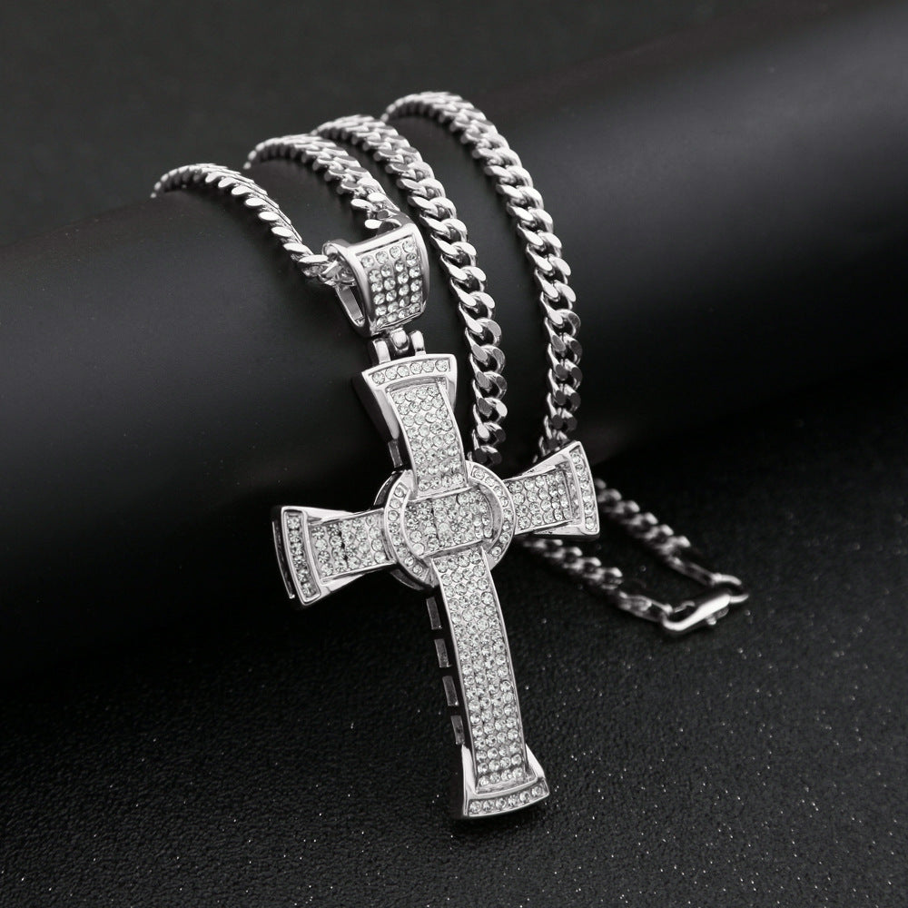 Custom Hand Made Cross Iced Out Pendant 925 Sterling Silver Moissanite Diamond / Initial Name Custom Pendant / HipHop Jewelry / Cross Pendant (Copy)