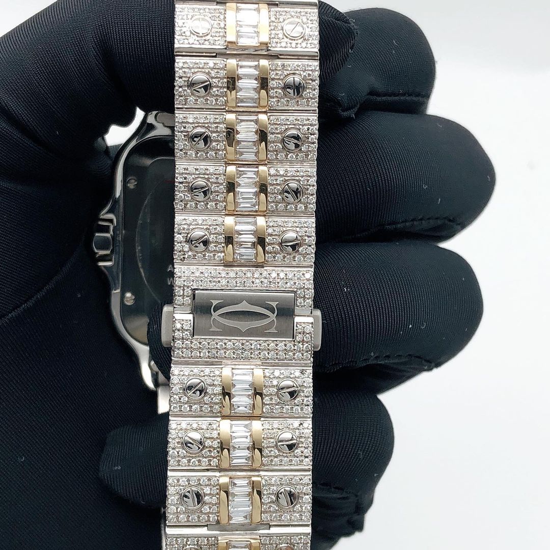 Cartier Santos VVS Moissanite Diamond Iced Out Watch