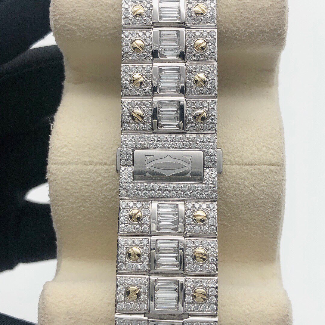 Cartier Santos VVS Moissanite Diamond Iced Out Watch