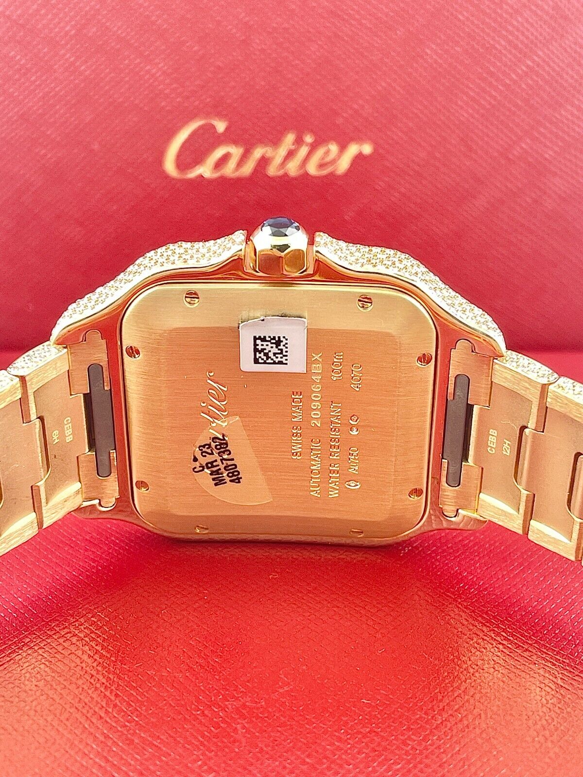 Cartier Santos VVS Moissanite Diamond Iced Out Watch