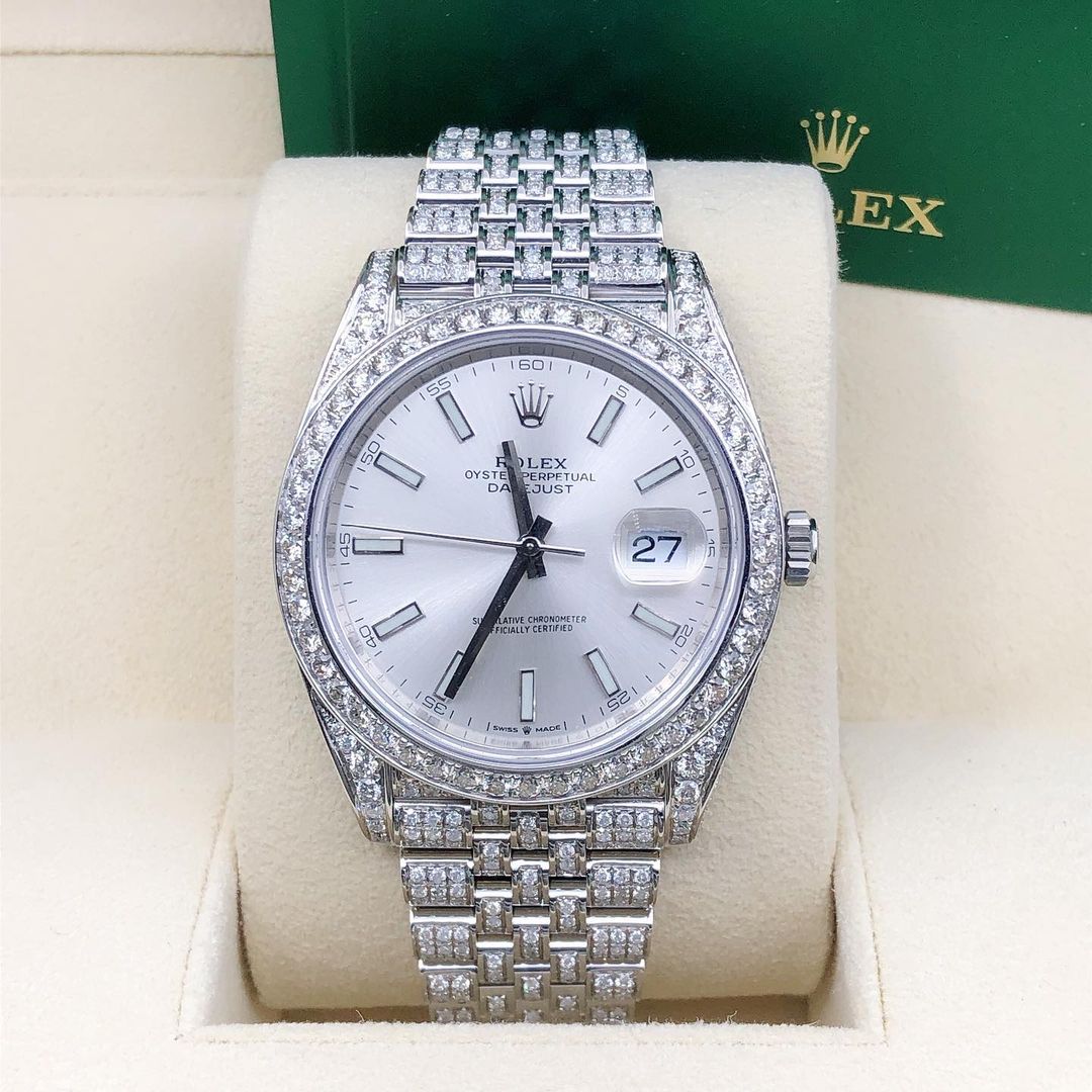 Rolex Datejust Jubilee VVS Moissanite Diamond Iced Out Watch