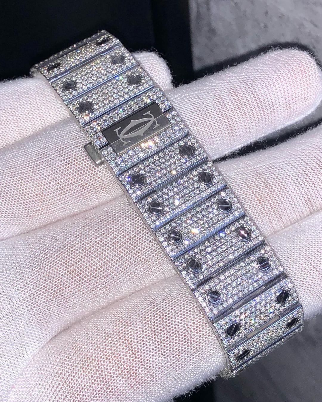 Cartier Santos VVS Moissanite Diamond Iced Out Watch