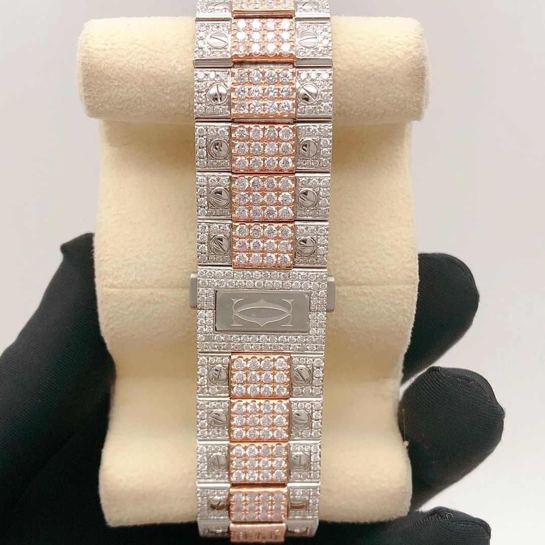 Cartier Santos VVS Moissanite Diamond Iced Out Watch