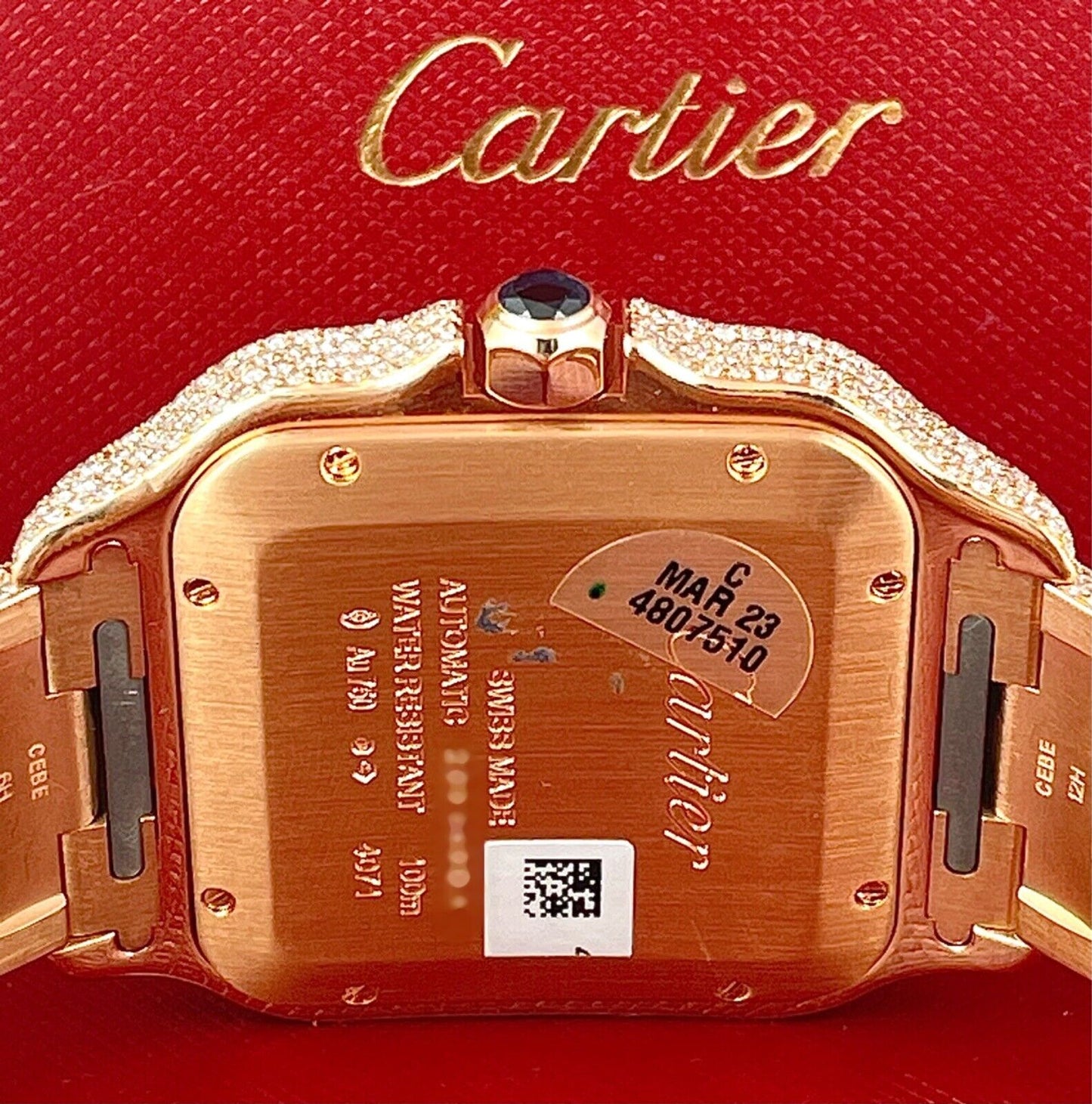 Cartier Santos VVS Moissanite Diamond Iced Out Watch