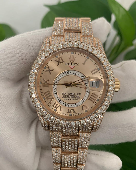 Rolex Skydweller VVS Moissanite Diamond Iced Out Watch