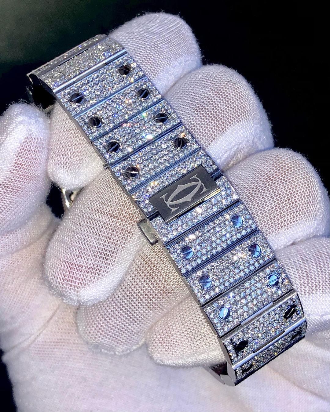 Cartier Santos VVS Moissanite Diamond Iced Out Watch