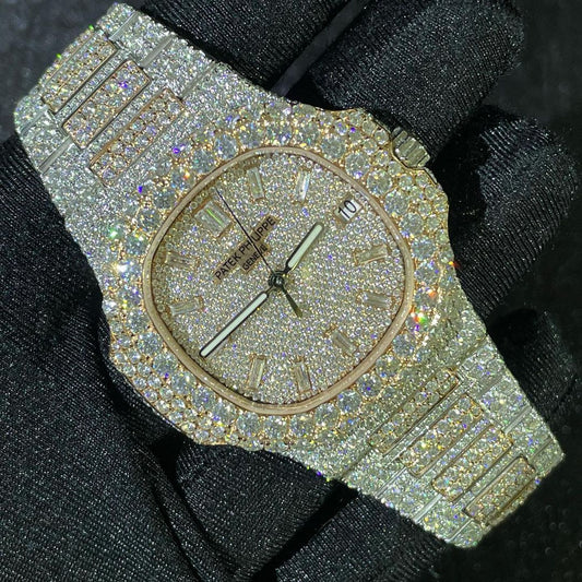 Patek Philippe Geneve VVS Moissanite Diamond Iced Out Watch