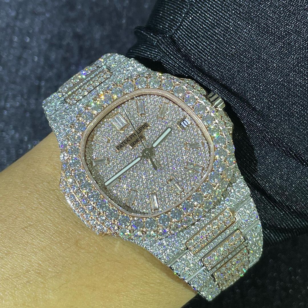 Patek Philippe Geneve VVS Moissanite Diamond Iced Out Watch