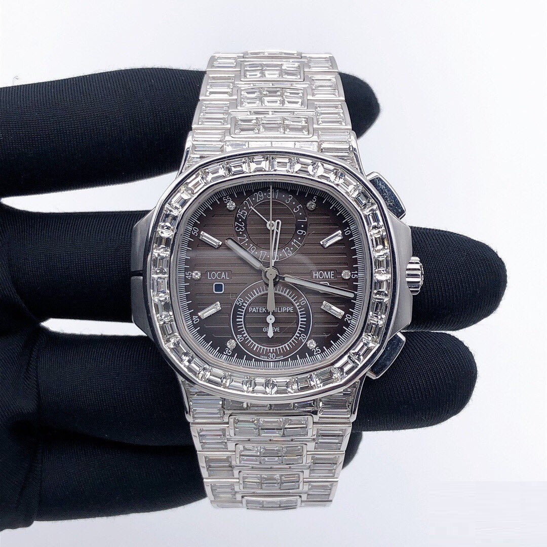 Patek Philippe Geneve VVS Moissanite Diamond Iced Out Watch