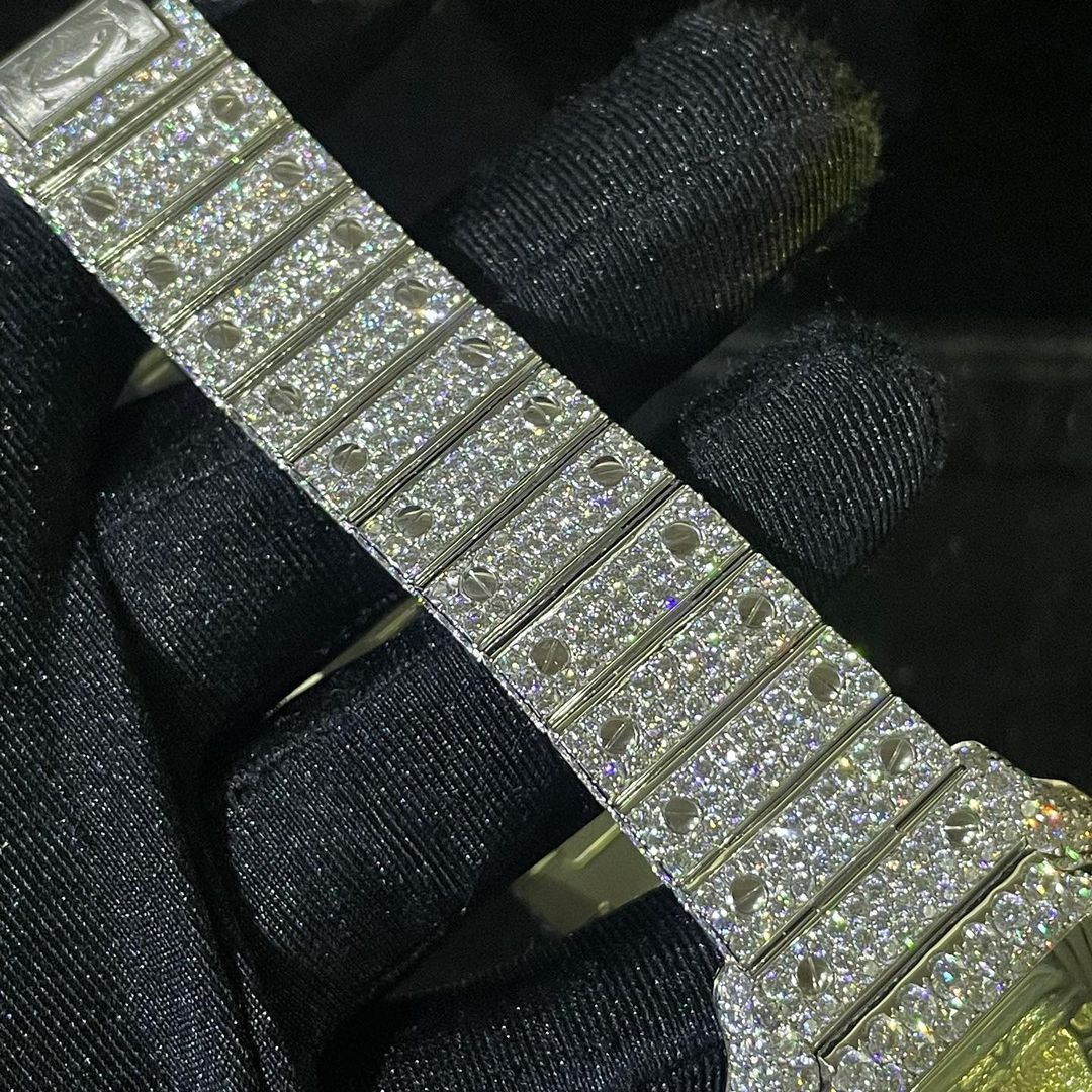 Cartier Santos VVS Moissanite Diamond Iced Out Watch