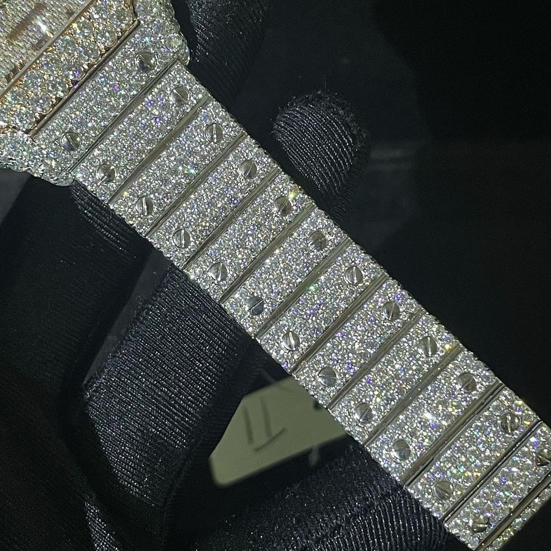 Cartier Santos VVS Moissanite Diamond Iced Out Watch