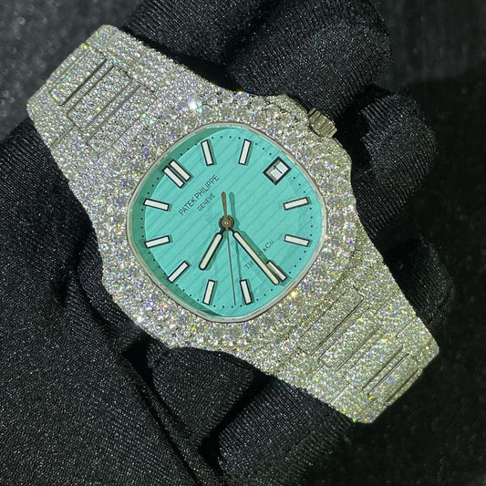 Patek Philippe Geneve VVS Moissanite Diamond Iced Out Watch