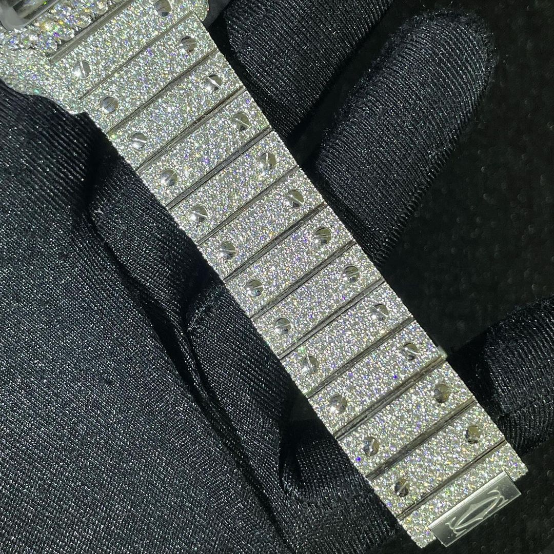 Cartier Santos VVS Moissanite Diamond Iced Out Watch