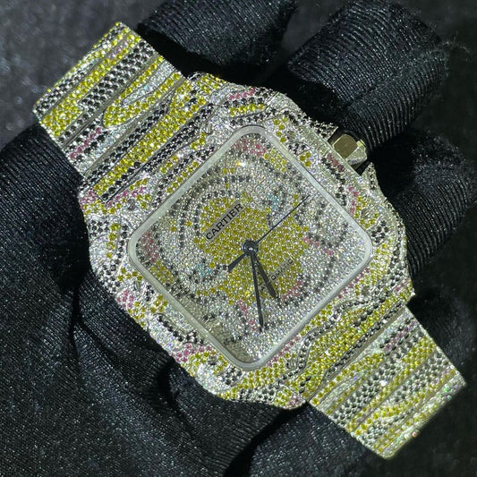 Cartier Santos VVS Moissanite Diamond Customized Design Iced Out Watch