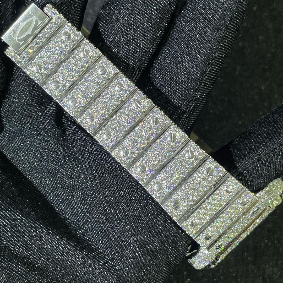 Cartier Santos VVS Moissanite Diamond Iced Out Watch