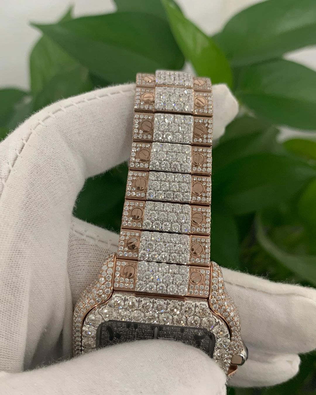 Cartier Santos VVS Moissanite Diamond Iced Out Watch