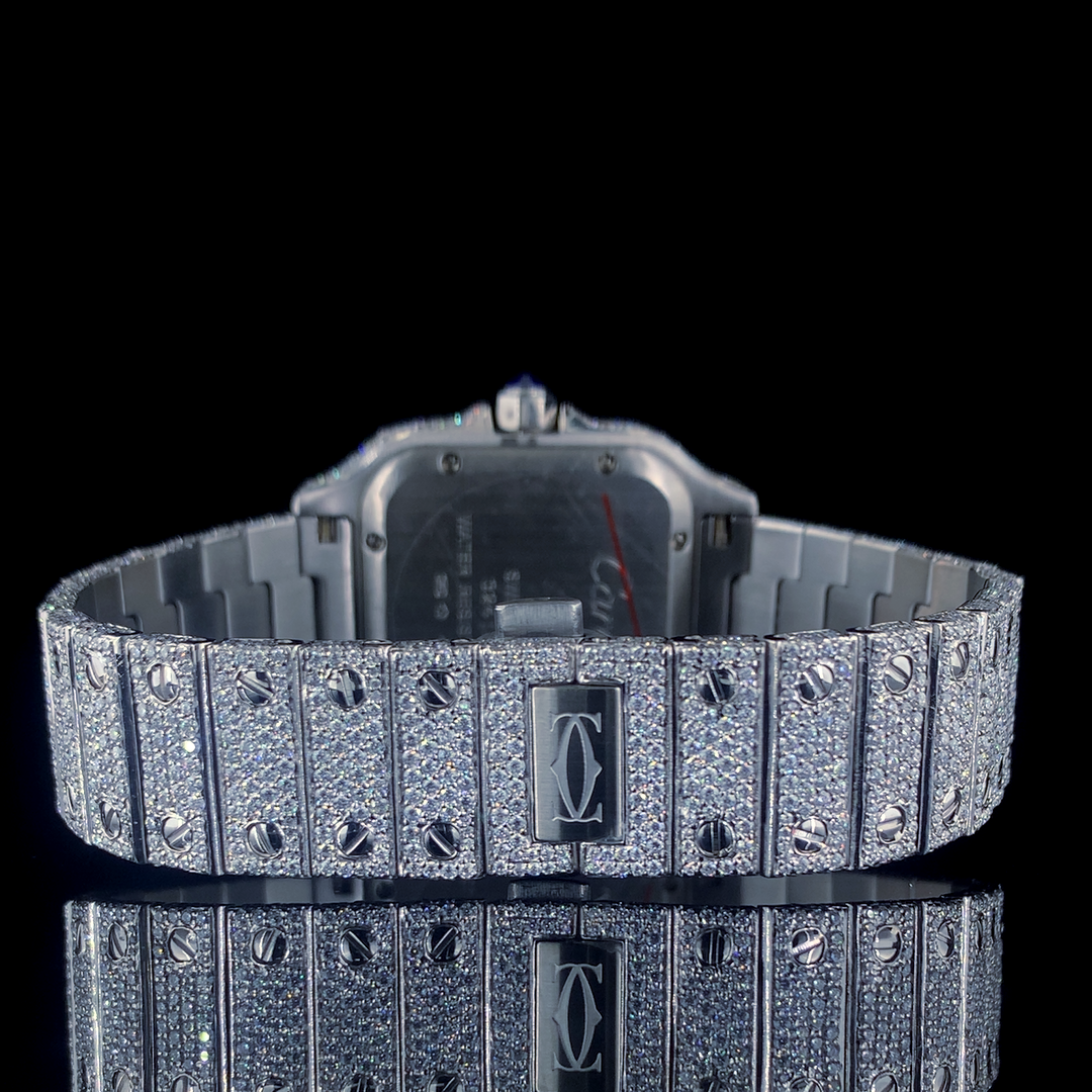 Cartier Santos VVS Moissanite Diamond Iced Out Watch