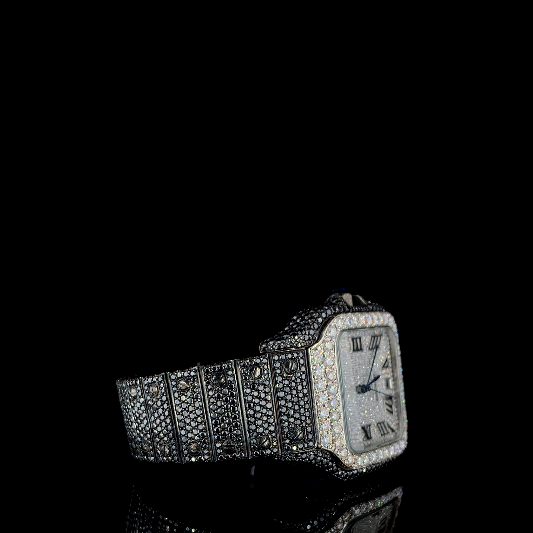 Cartier Santos VVS Moissanite Diamond Iced Out Watch