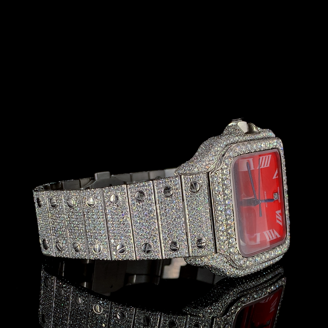 Cartier Santos VVS Moissanite Diamond Iced Out Watch