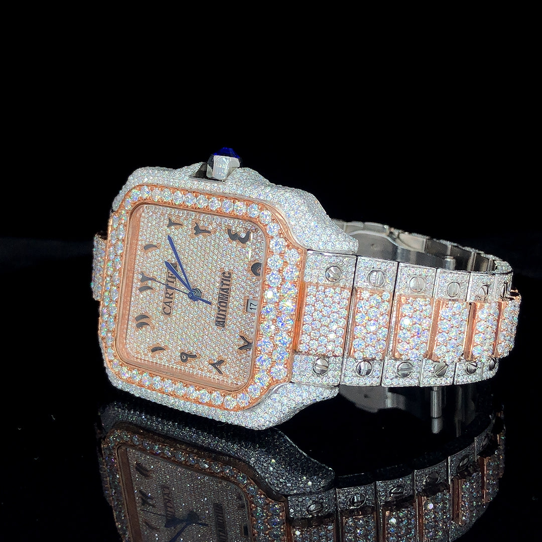 Cartier Santos VVS Moissanite Diamond Iced Out Watch