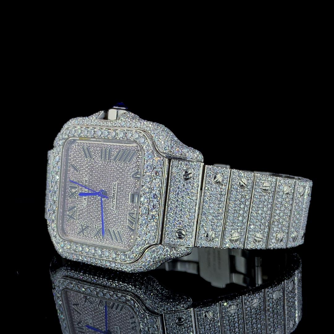 Cartier Santos VVS Moissanite Diamond Iced Out Watch