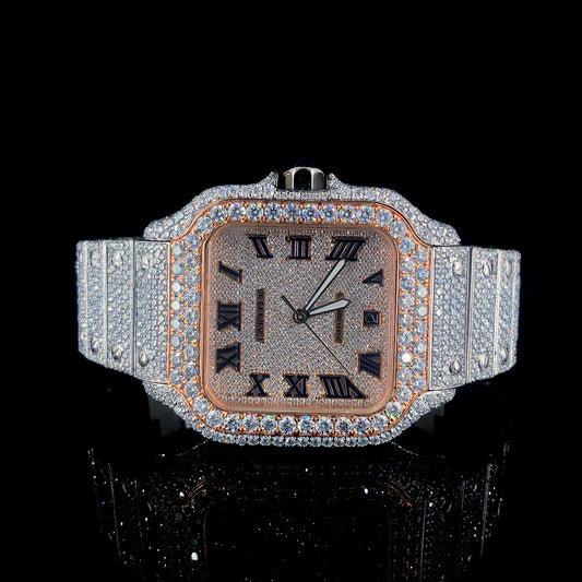 Cartier Santos VVS Moissanite Diamond Iced Out Watch