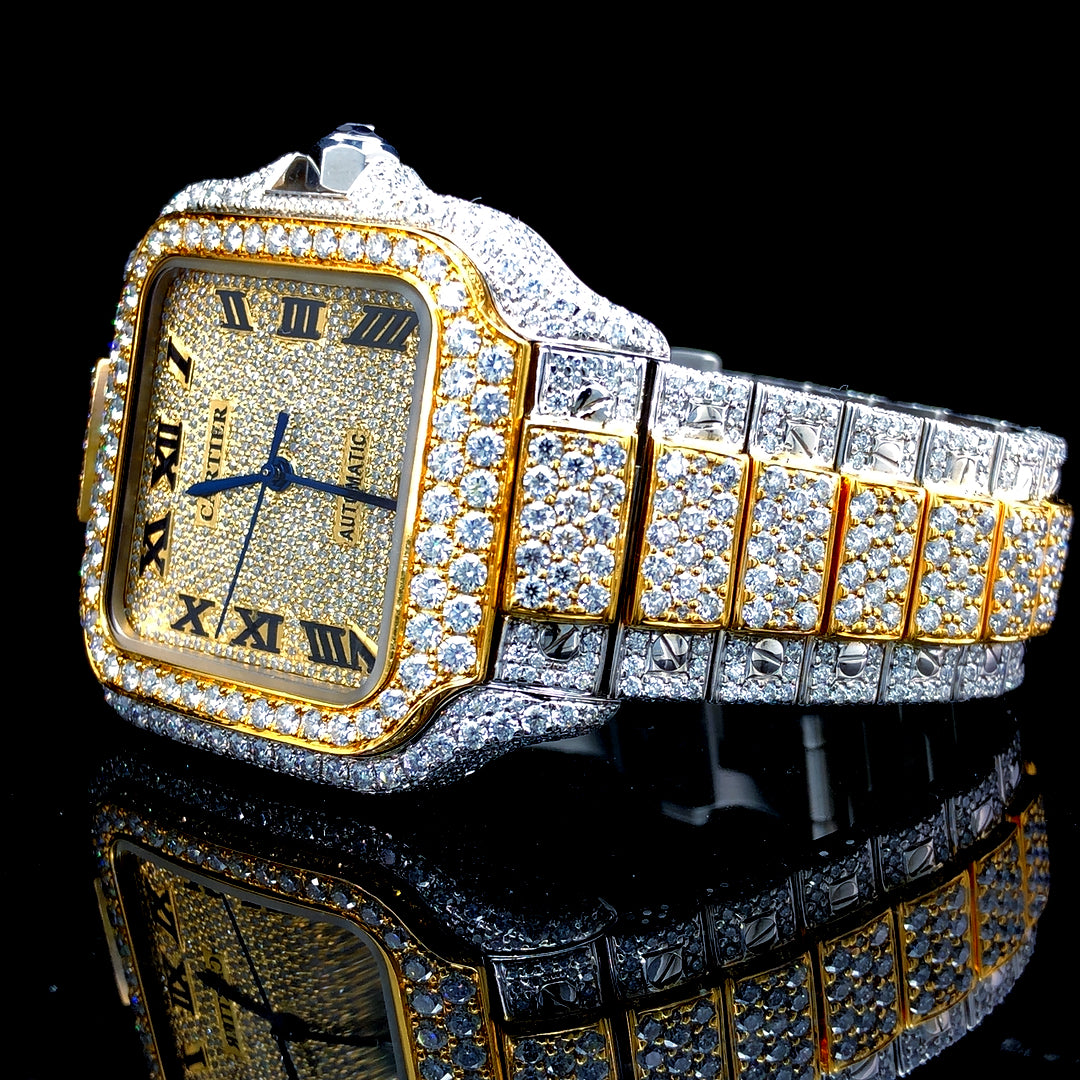 Cartier Santos VVS Moissanite Diamond Iced Out Watch