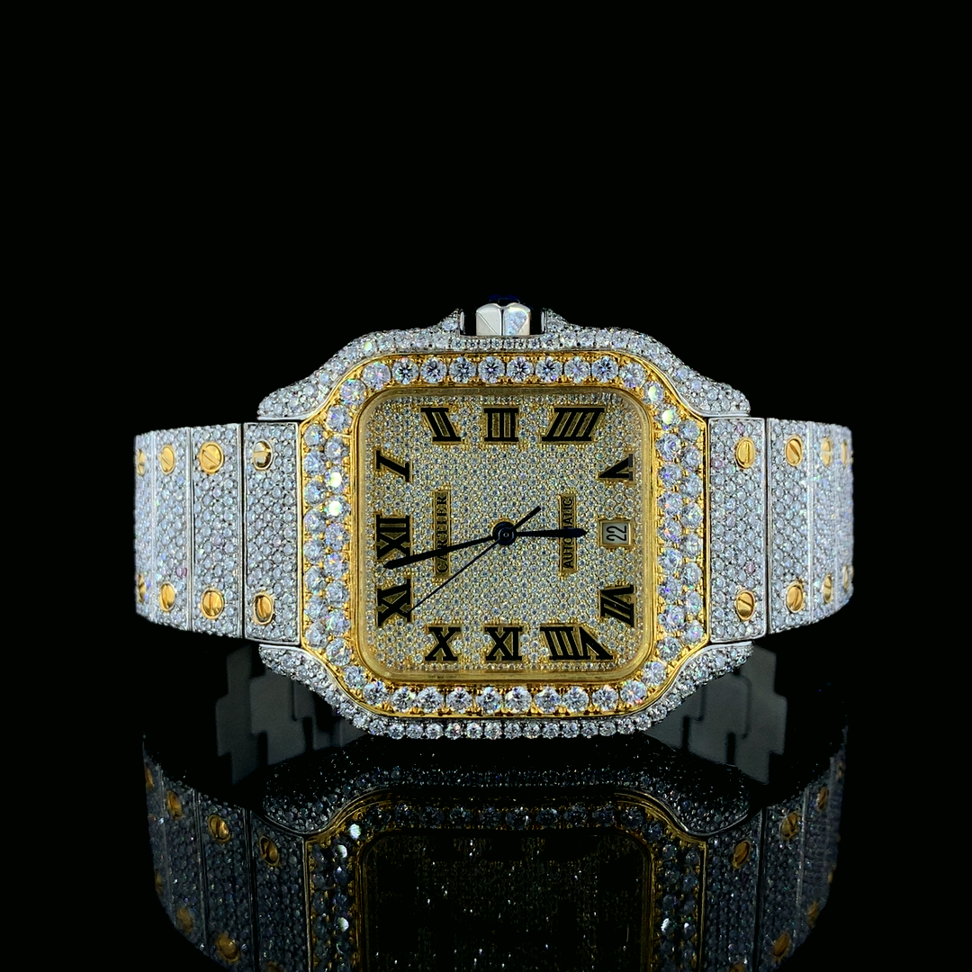 Cartier Santos VVS Moissanite Diamond Iced Out Watch