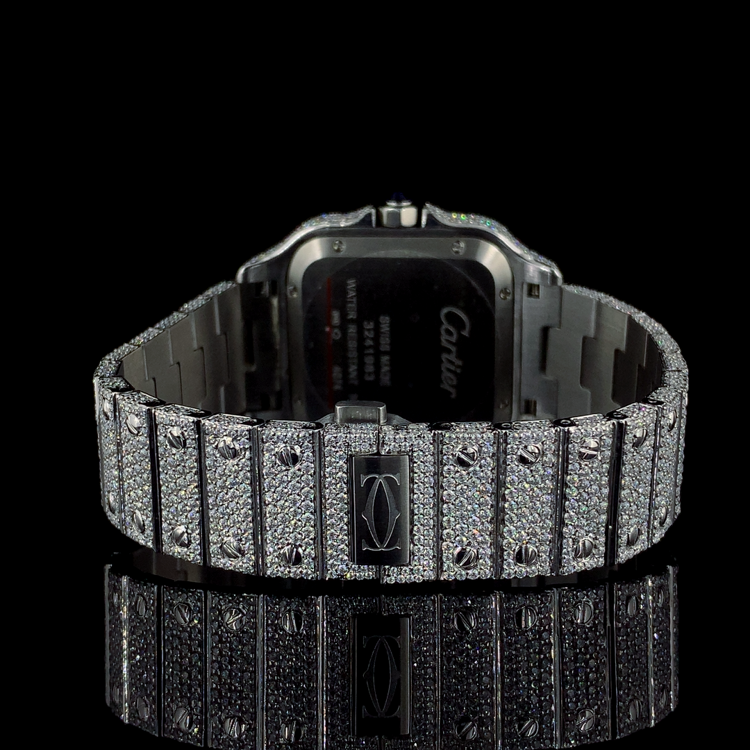 Cartier Santos VVS Moissanite Diamond Iced Out Watch