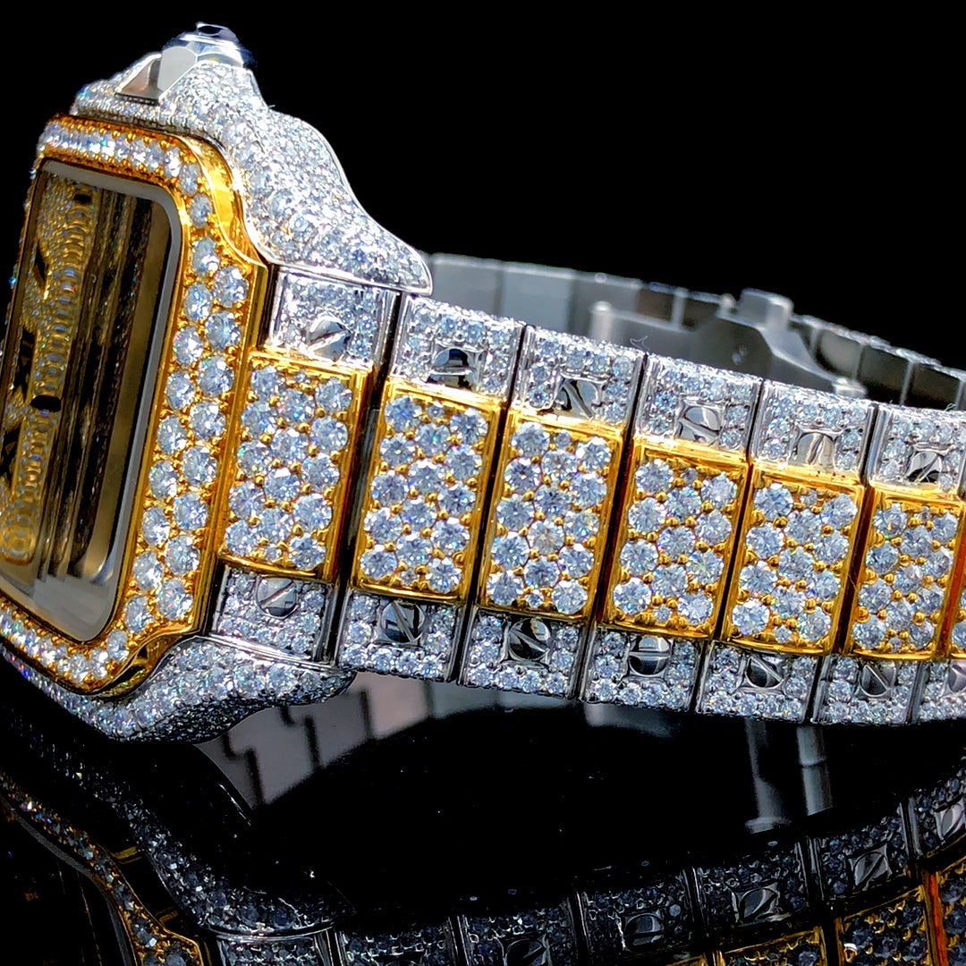 Cartier Santos VVS Moissanite Diamond Iced Out Watch