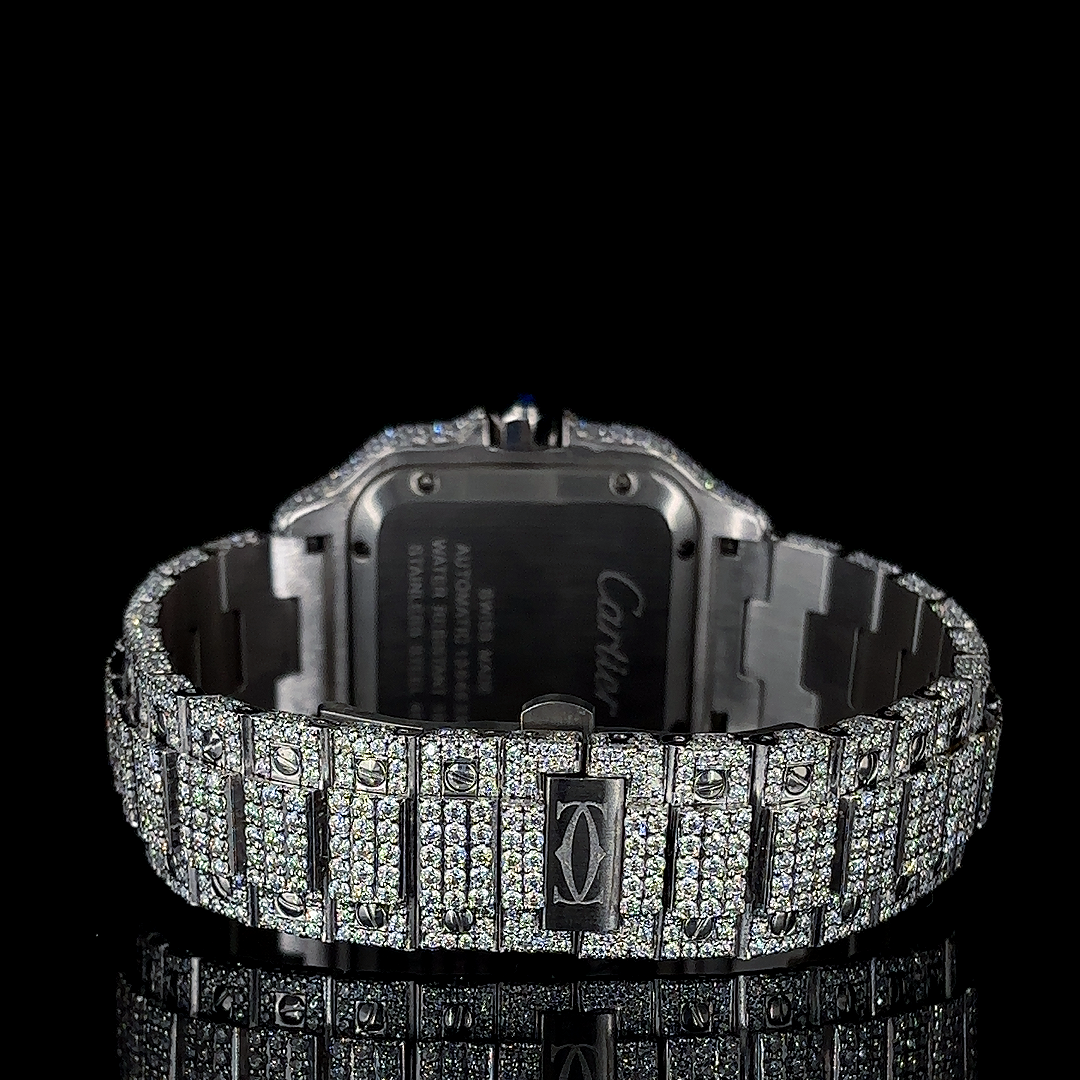 Cartier Santos VVS Moissanite Diamond Iced Out Watch