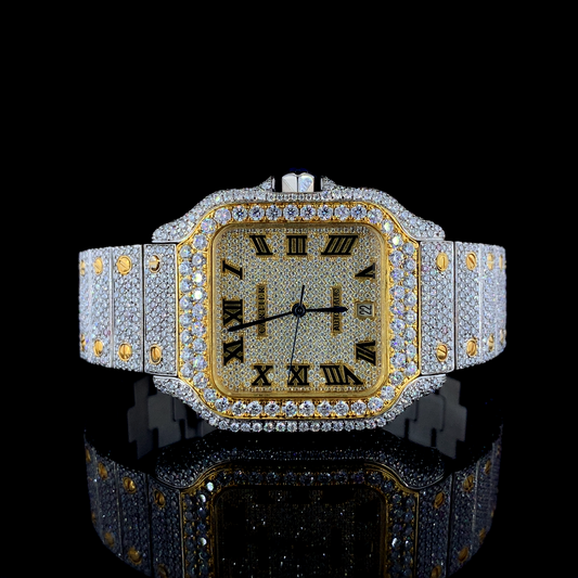 Cartier Santos VVS Moissanite Diamond Iced Out Watch