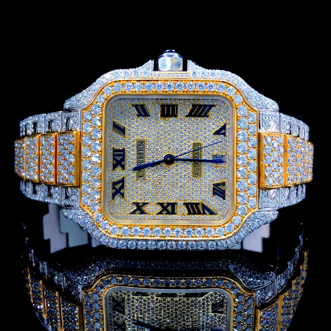 Cartier Santos VVS Moissanite Diamond Iced Out Watch