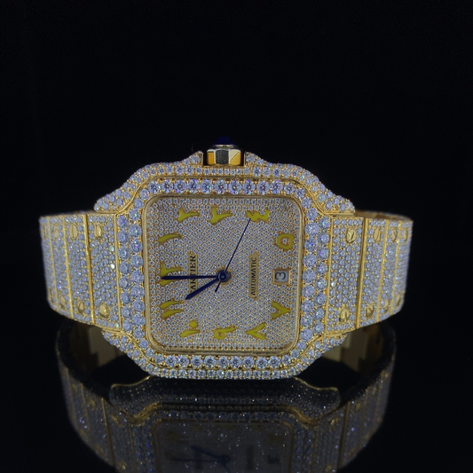 Cartier Santos VVS Moissanite Diamond Iced Out Watch