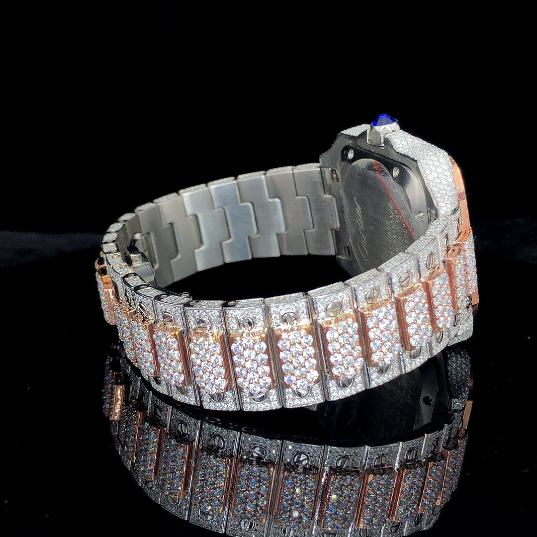 Cartier Santos VVS Moissanite Diamond Iced Out Watch