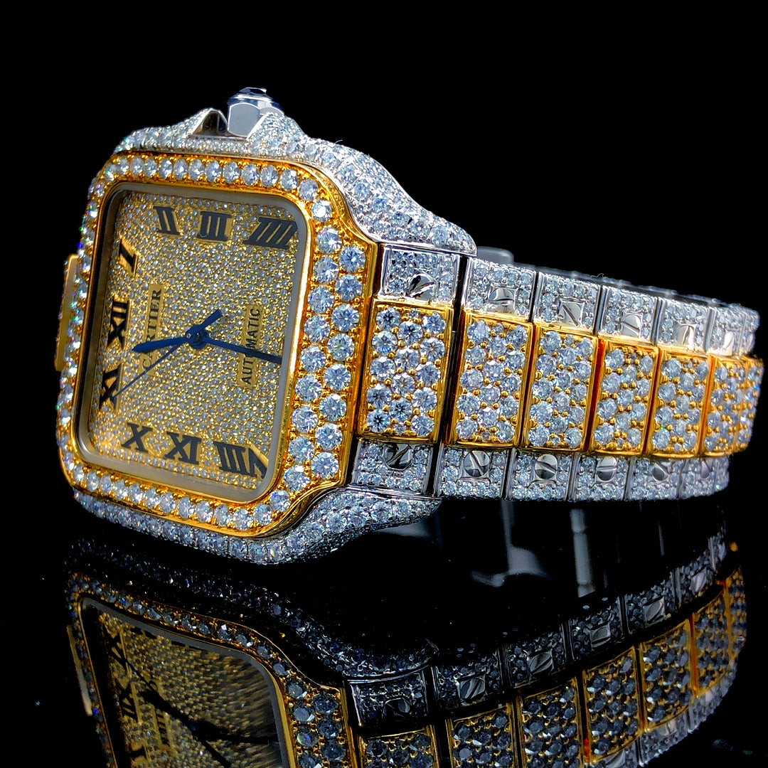 Cartier Santos VVS Moissanite Diamond Iced Out Watch