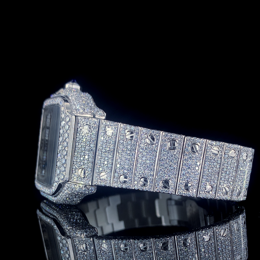 Cartier Santos VVS Moissanite Diamond Iced Out Watch