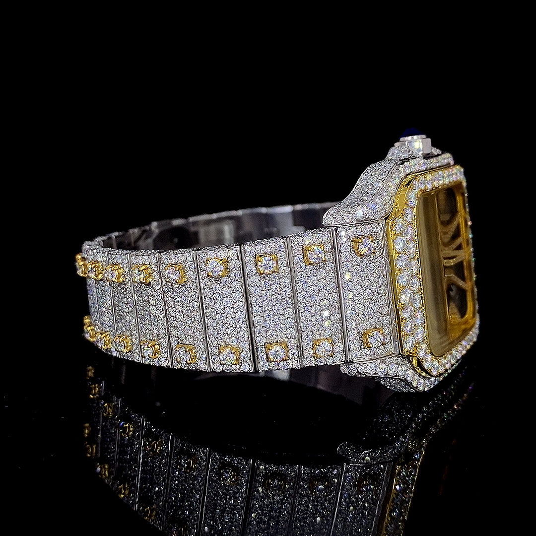 Cartier Santos Skeleton VVS Moissanite Diamond Iced Out Watch